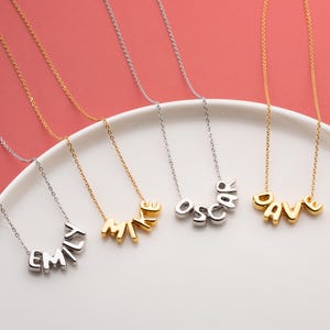 Personalized Tiny Balloon Initial Name Necklace, Mini Name Necklace, Minimalist Necklace, Personalized Gift, Gift for her, Christmas Gift image 2