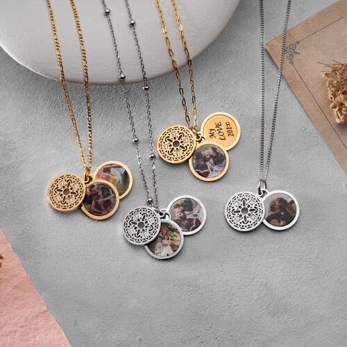 Custom Locket Necklace with Photo, Personalized Photo Pendant, Engravable Memorial  Jewelry, Mothers Day Gift for Her