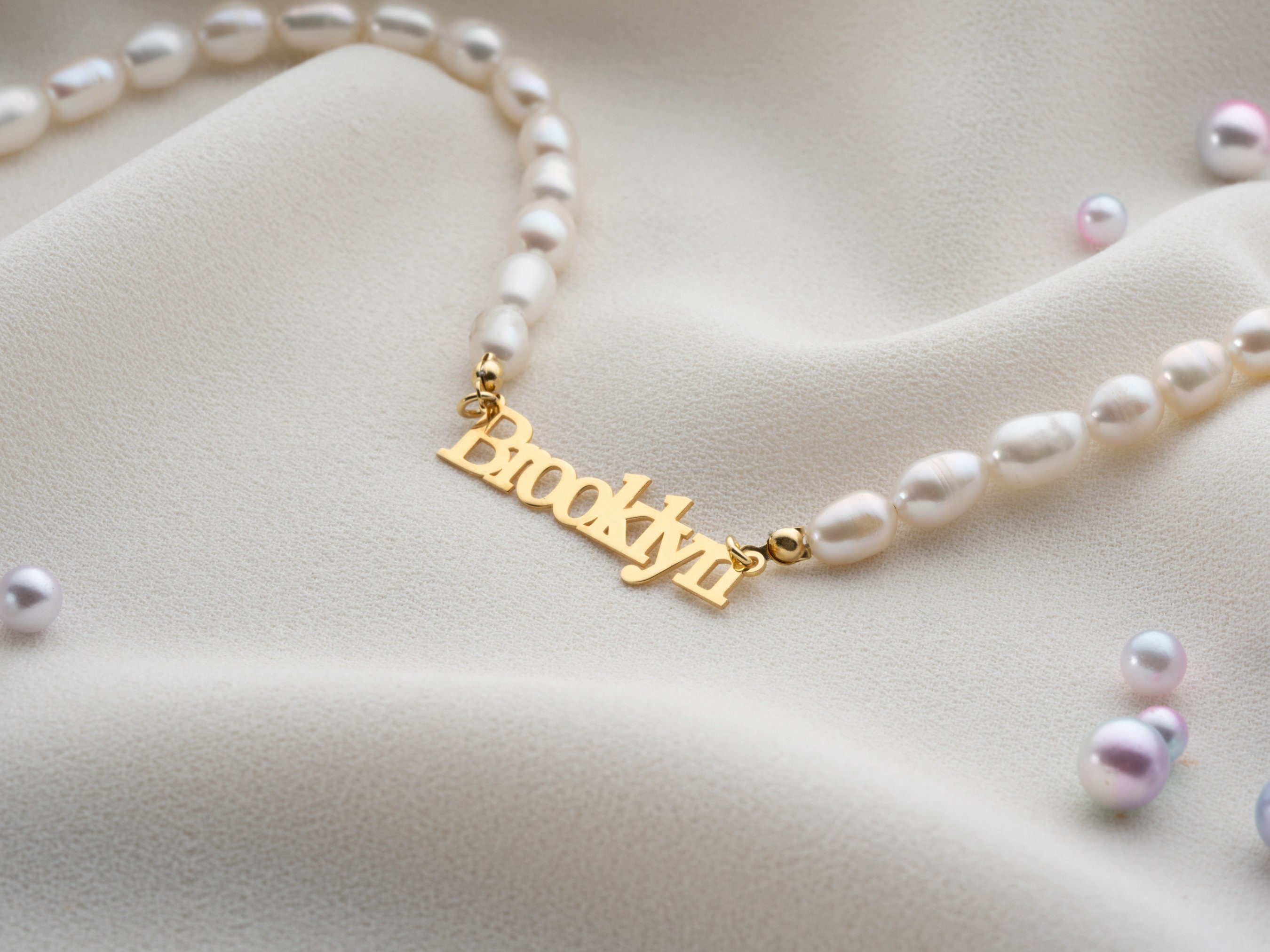 Discover Mothers Day Custom Name Pearl Necklace Gift, Minimalist Custom Name Necklace