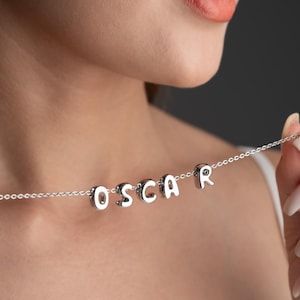 Personalized 3D Letter Necklace, Custom Bubble 3D Initial Charm, 3D Letter Necklace, Bubble Name Necklace, Custom Christmas Gift For Her