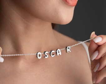 Personalized 3D Letter Necklace, Custom Bubble 3D Initial Charm, 3D Letter Necklace, Bubble Name Necklace, Custom Christmas Gift For Her