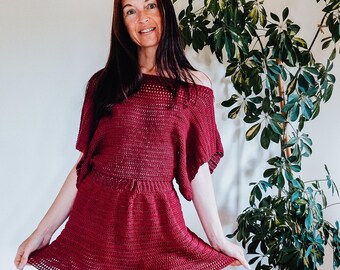 Easy Summer Breeze Romper Crochet Pattern: Made to Measure Boho Bat Sleeve Dress Romper with Shorts (PDF Download + Video Tutorial)