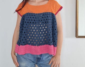 Arcade Color Block Häkeltop-Muster: Fortgeschrittenes Oversized-Top mit Arcade-Stich (PDF-Download + Anleitung)