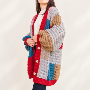 Patrón de cárdigan de patchwork acogedor / Descarga en PDF / Tallas XS-2XL / Moda DIY / Prenda hecha a mano