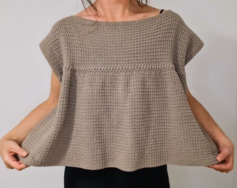 Summer Top Crochet Pattern | Free Video Tutorial | Oversized Cropped Top | PDF Digital Download | Garment Mesh Stitch Pattern