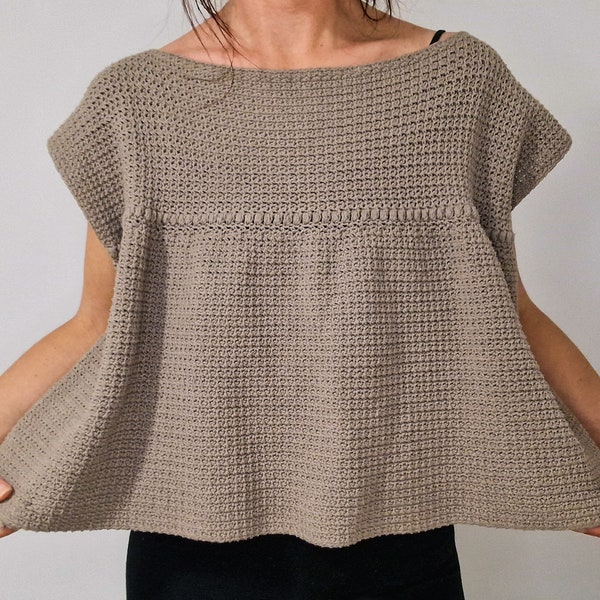 Summer Top Crochet Pattern | Free Video Tutorial | Oversized Cropped Top | PDF Digital Download | Garment Mesh Stitch Pattern