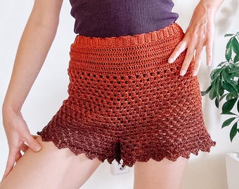 Boho Granny Stitch Shorts Crochet Pattern: Made to Measure High Waist Summer Shorts with Scallop Border (PDF Download + Video Tutorial)