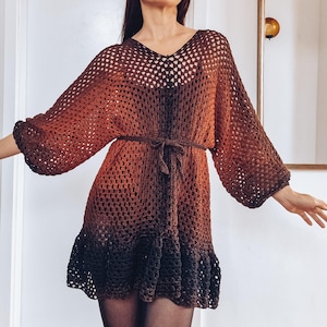 Ember Crochet Cover Up Dress Pattern: Hexagon Ruffle Hem (PDF Download)