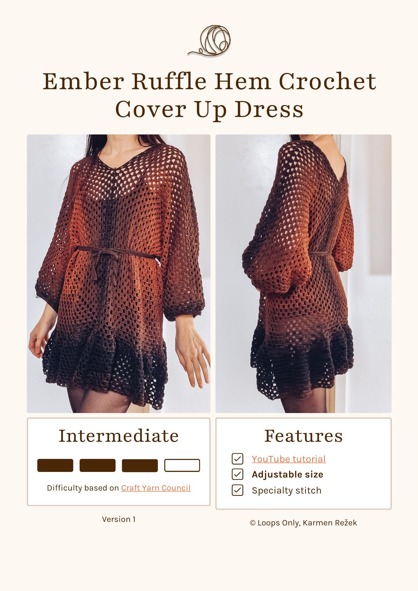 Ember Ruffli Ember Crochet Cover up Dress Pattern: Hexagon Ruffle Hem (PDF Download ...