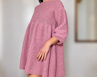 Babydoll Dress Crochet Pattern: Easy Empire Waist Dress with Ruffle Skirt (PDF Download+Tutorial)