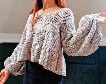 Ruffle Crochet Sweater Pattern: Whimsy DIY Garment (XS-2XL) (PDF Download  + Video Tutorial)