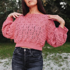 Flower Bloom Sweater Crochet Pattern | Puff Stitch Sweater PDF | Easy Crochet Sweater | Beginner Friendly | Video Tutorial Included