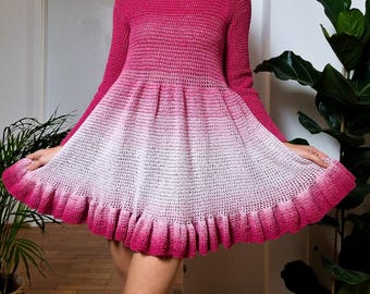 Patrón de crochet para vestido Dahlia: Vestido de moda con volantes espectaculares (Descarga PDF + Tutorial)