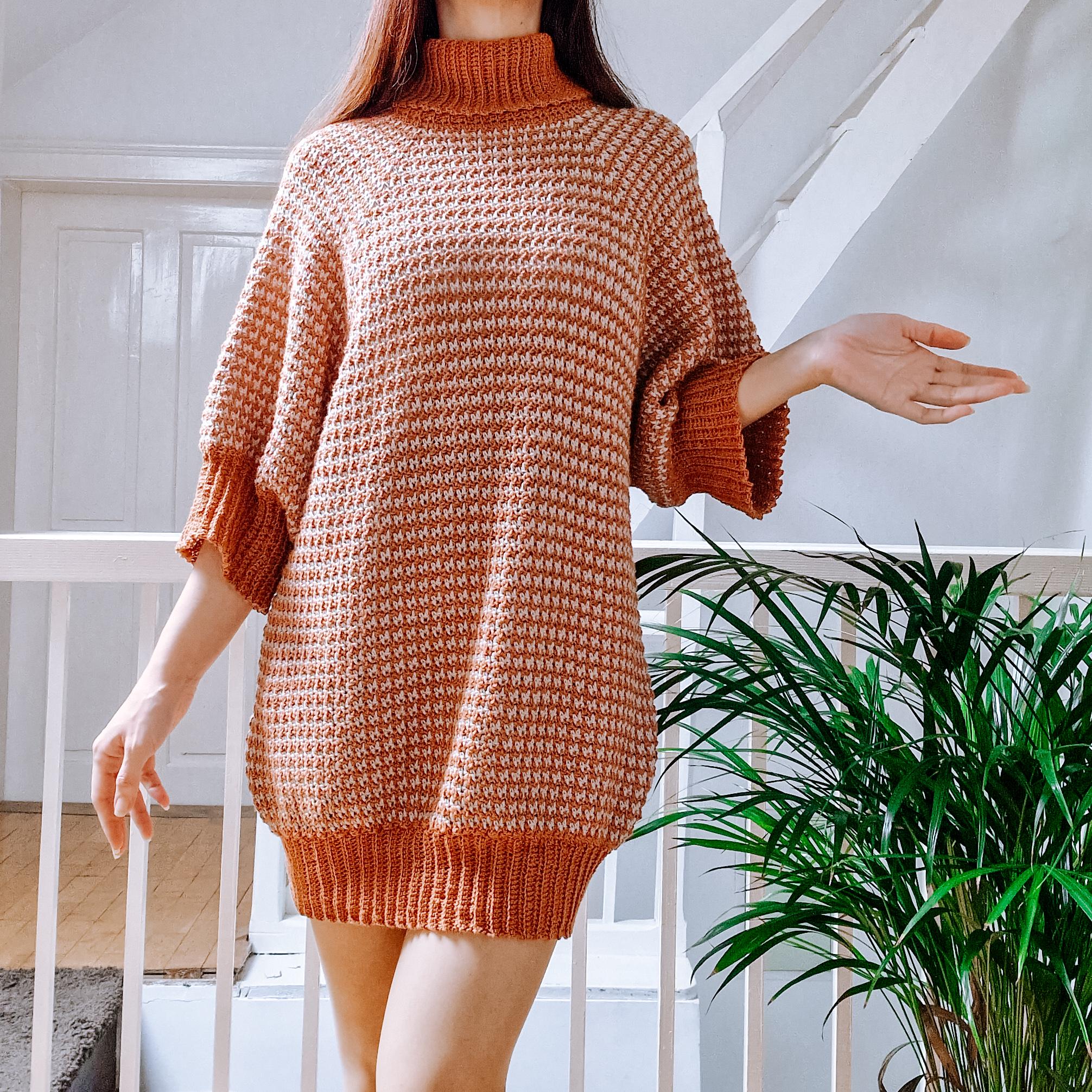 knee length dresses for ladies Plus Size Lana Cowl Turtle Neck Pocket Sweater Dress – L I V D