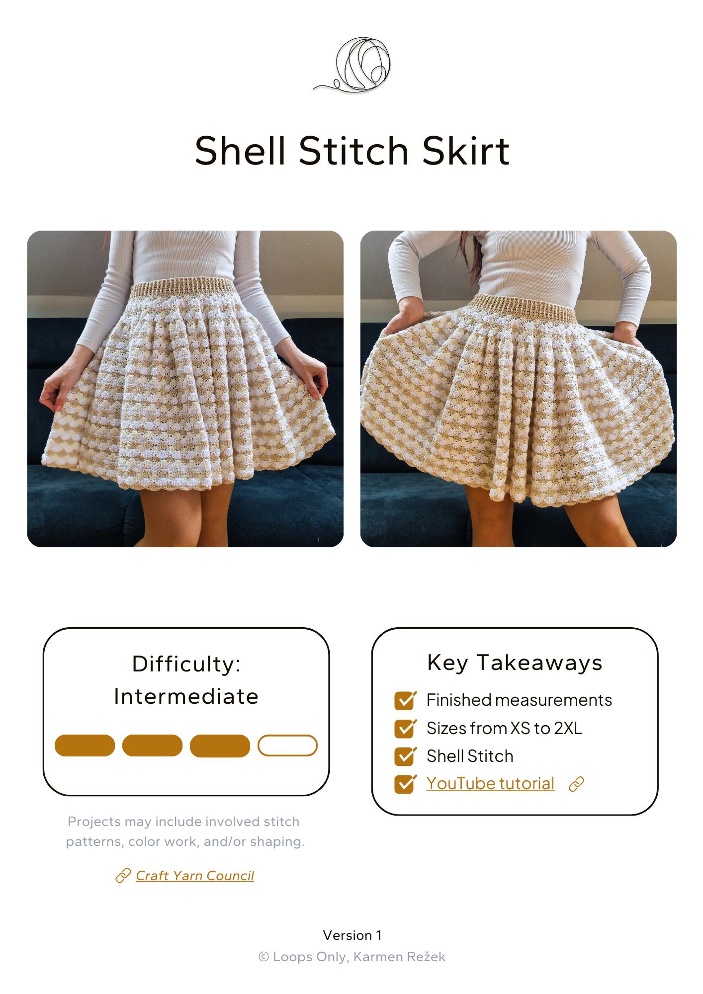 Shell Stitch Skirt Crochet Pattern: Flared Design (PDF Download +