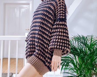 Puff-Stich Pullover Kleid Häkelanleitung | Oversized Pullover (PDF Nähanleitung)