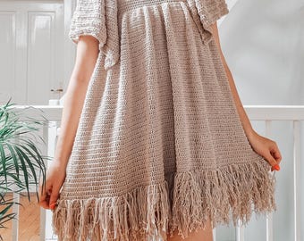 Desert Wind Dress Crochet Pattern: Boho Fringe Summer Garment (PDF Download  + Video Tutorial)