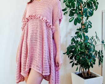 Blush Ruffle Summer Dress Crochet Pattern: Made to Measure Flowy Dress with Spiked Hem (PDF Download + Video Tutorial)