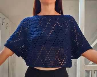 Diamond Breeze Cropped Top Pattern | PDF Download | DIY Fashion | Oversized Crochet Top | Summer and Spring | Easy-to-Follow Instructions