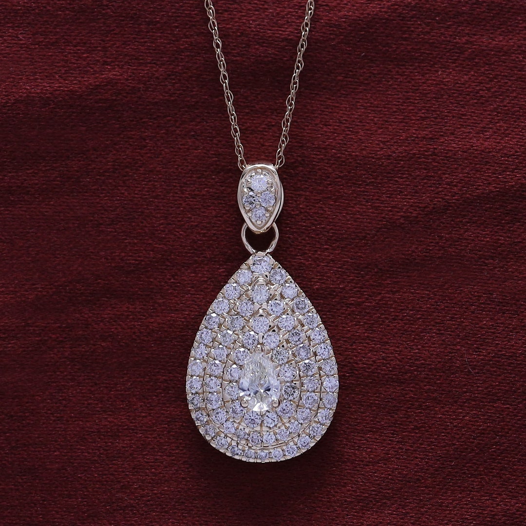 Pear Shape Drop Pendant Necklace Jewelry for Women Brilliant Etsy