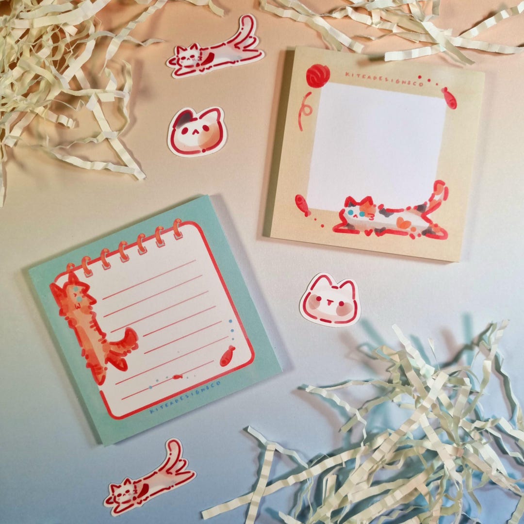 CAT STICKY NOTES | Cat Sticky Notes, Cute Stationery, Kawaii Cats, Memo ...