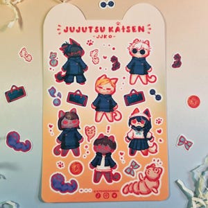 JUJUTSU KAISEN 0 | Vinyl Sticker sheet, jjk Merch, jjk Stickers, jjk Fanart, jjk0, Gojo, Geto, Shoko, Nanami, Haibara, Rika