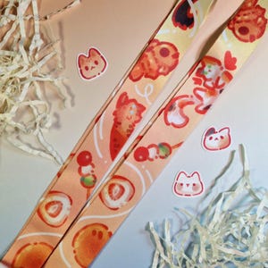 CAT LANYARDS | Japanese Snacks, Taiyaki, Cat Lanyards, Cat merch, Cute Lanyards, Fabric Lanyard, Key Lanyard, Double Clasp Lanyard