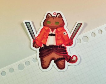 ANGRIFF AUF TITAN | Vinyl Stickers 3 in, aot Katze, aot Charaktere wie Katzen, aot Merch, Cat Merch, Decal Sticker, Eren Yeager