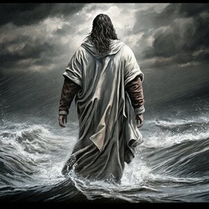 Walking on Stormy Waters - Inspiring Jesus Digital Art