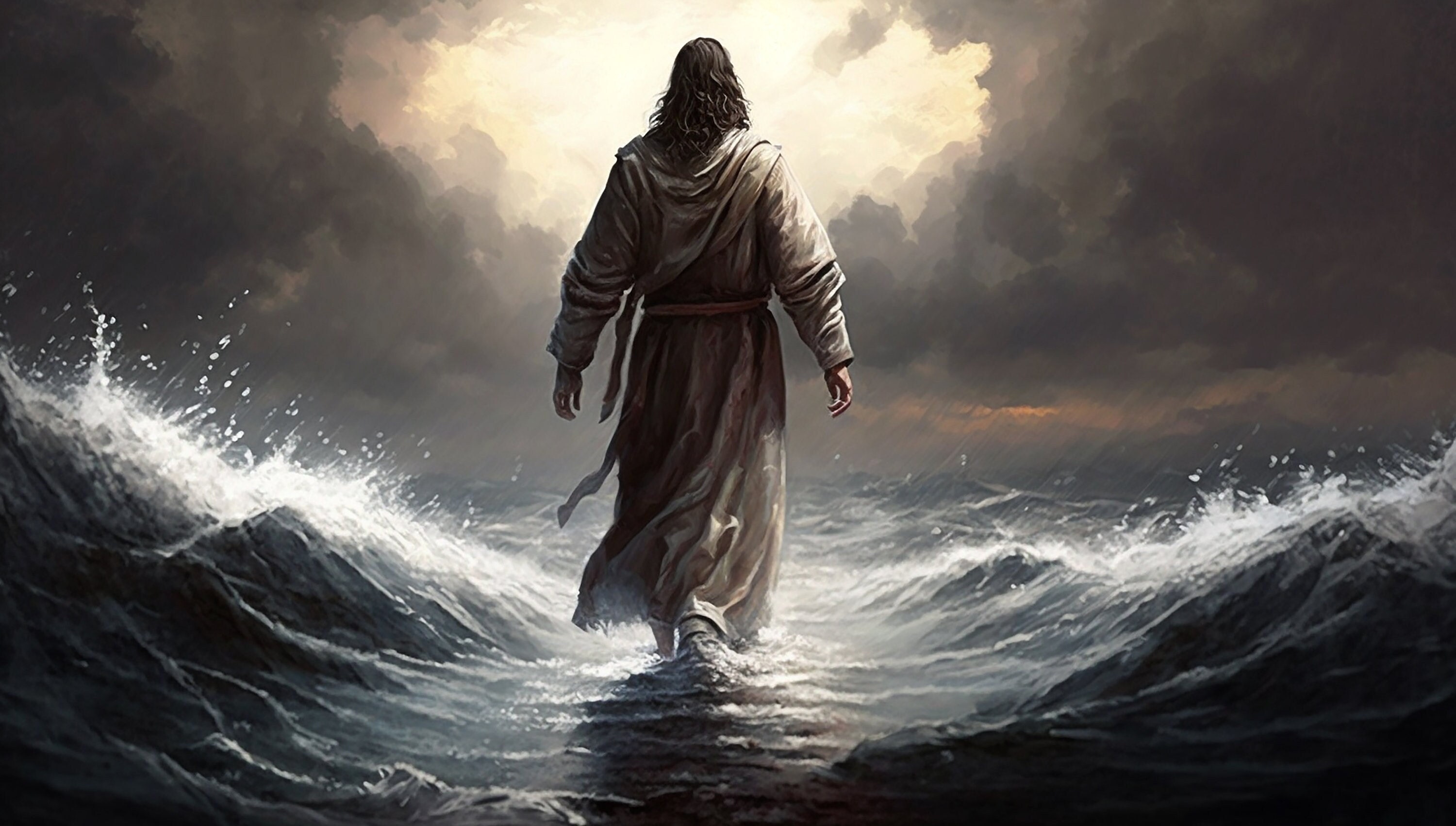 Jesus walks on water wallpaper