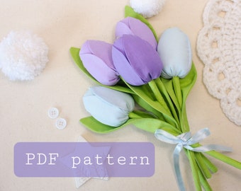 Fabric Tulip Sewing Pattern, DIY Flower Bouquet (PDF Pattern)