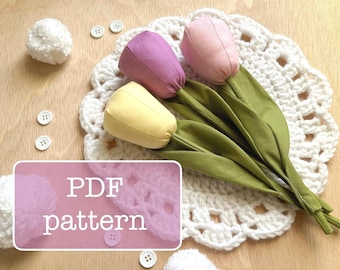 Tulip Sewing Pattern, DIY Fabric flower (PDF Pattern)