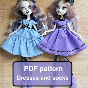 Monster Doll Clothes: Dress & Socks Sewing Pattern (PDF)