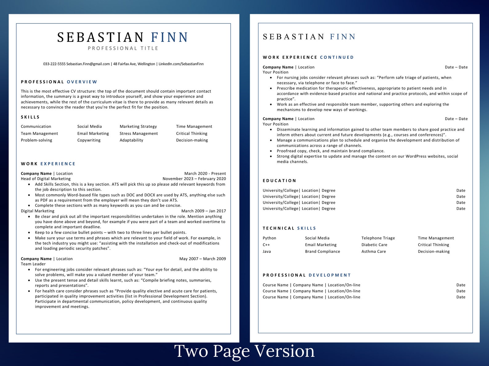 Resume Template, Professional Modern Resume Template for Word, Modern ...