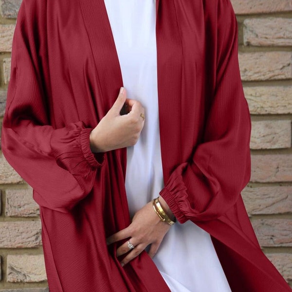 Abaya – Robe longue pour femmes musulmanes - manches bouffantes - élégante - modeste - fête marocaine - islamique - Dubai - Eid -Ramadan