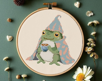 Tee Frosch Kreuzstich Anleitung - PDF Stickmuster für Anfänger