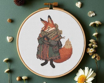 Cozy Red Fox Cross Stitch Pattern - Woodland Embroidery (PDF Pattern)