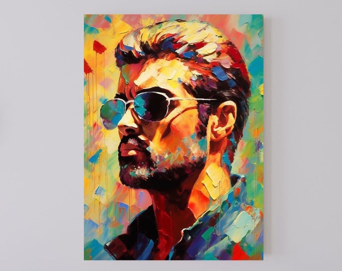 George Michael PopArt Oil Painting Poster or Canvas Wall Art Pint, Ready to Hang