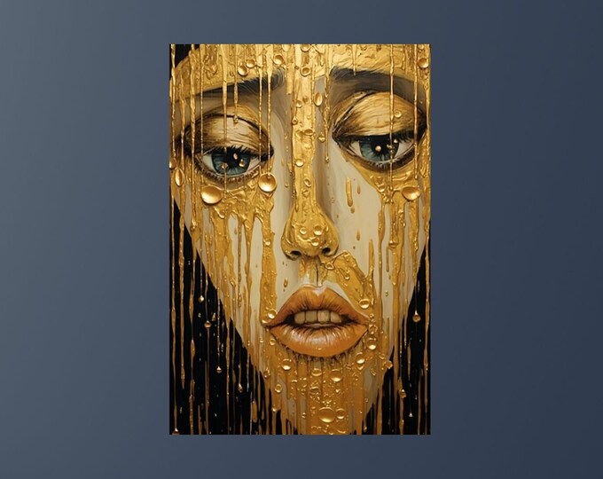 Klimt Inspired Gold Crying Canvas Print, Wall Art Canvas,Canvas Wall Art, Handmade gift, Christmas Gift, Fine Art print V2
