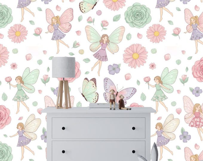 Fairy Garden Wallpaper Mural: Whimsical Nursery, Peel & Stick