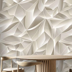 Carta da parati geometrica moderna 3D / Carta da parati murale neutra per soggiorno e ufficio / Stacca e attacca o incolla / Dimensioni personalizzate
