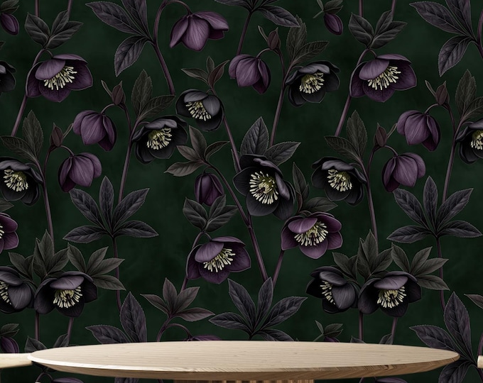Dark Purple Flower Wallpaper: Gothic Romantic Floral Wall Decor