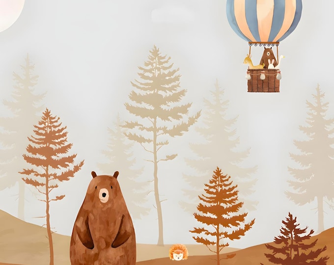 Woodland Forest Animals Nursery Wallpaper Mural –  Perfect for Kids’ Rooms and Nurseries