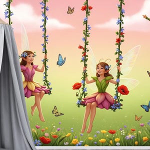 Fairy Garden Wallpaper Mural: Enchanted Forest, Girls Room Decor