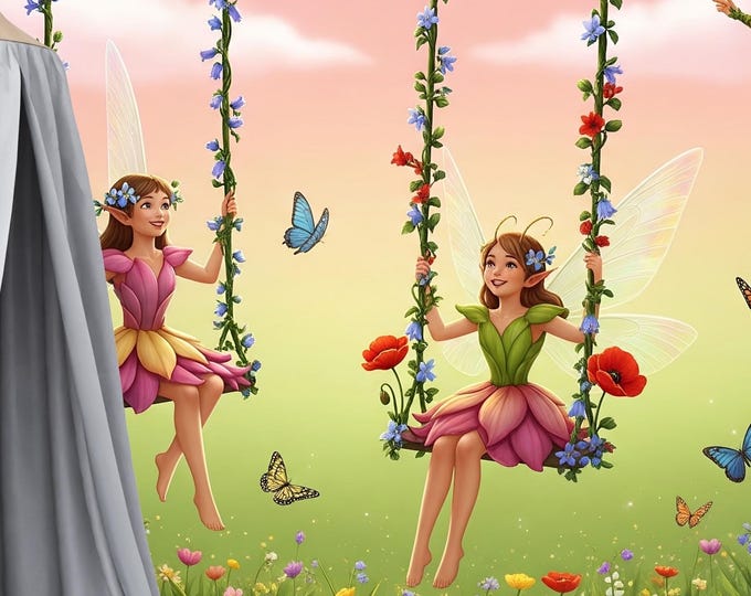 Fairy Garden Wallpaper Mural: Enchanted Forest, Girls Room Decor