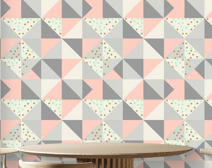 Geometric Wallpaper Roll: Scandinavian Kids Room Decor - Pastel Polka Dot Mural