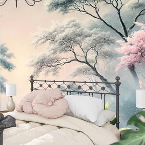 Japanese Cherry Blossom Wallpaper Mural: Peel and Stick Canvas