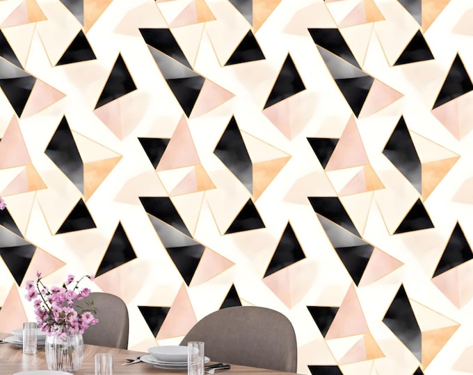 Abstract Triangle Pattern Wallpaper Mural | Geometric Wall Design with Modern Minimalist Style | Peel and Stick or Prepasted Options