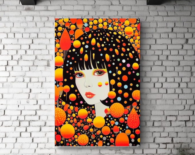 Yayoi Kusama Modern Japanese Abstract Canvas Wall Art Print, Wall Hanging,Yayoi Kusama Print