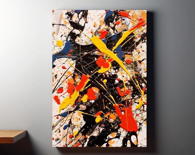 Jackson Pollock Yellow,Black and Red Abstract Poster or Canvas Print Wall Art